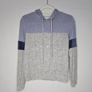 Hippie Rose Gray Purple Colorblock Pull Over Hoodied Knit Sweater SZ XS EUC